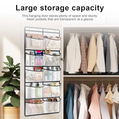 SHENGYIG Wandorganizer, 10 Große Taschen Organizer Hängend, Hängeaufbewahrung, Aufbewahrungstasche mit 4 Metallhaken, Hängetasche für Badezimmer, Küche, Schlafzimmer