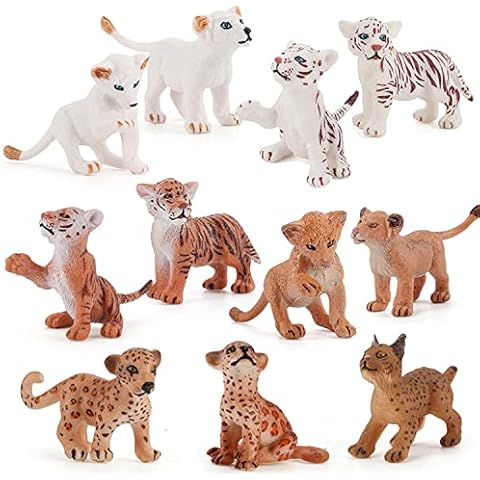 FLORMOON Animal Figurines 11pcs Cute Realistic Lion Leopard and Tiger Action Model for Learning Educational Toys Cake Topper Gift for Kids Cover