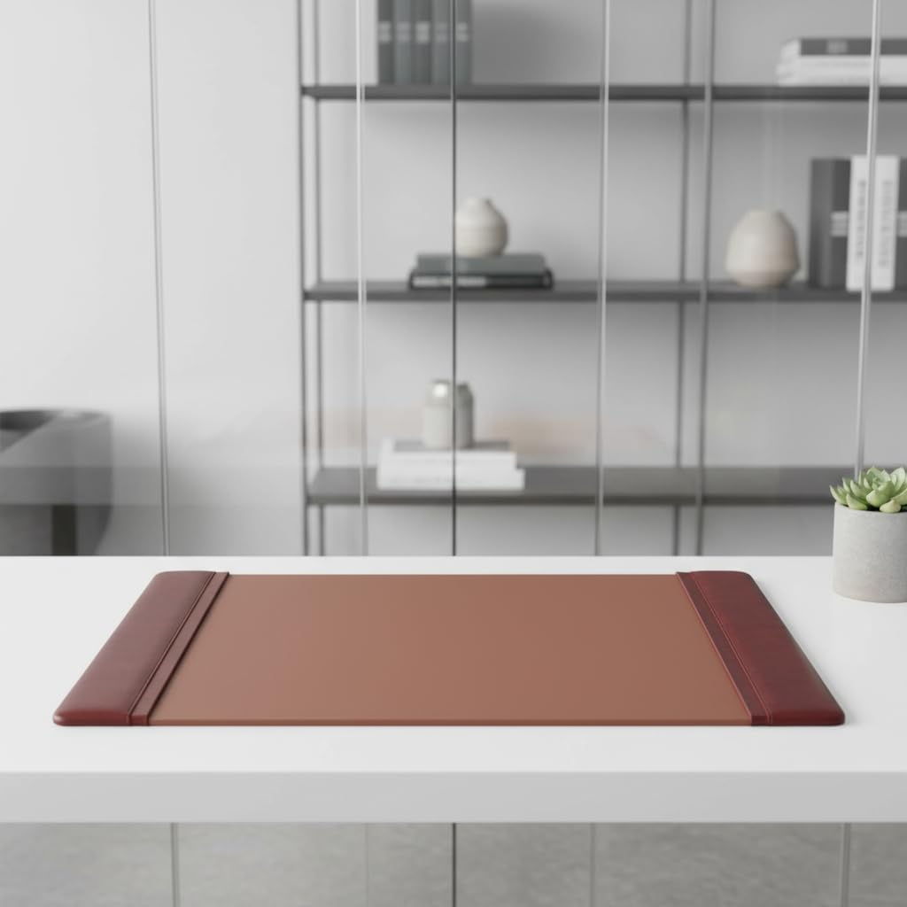 Dacasso Schreibunterlage aus Leder mit Seitenschienen, 64,8 x 43,8 cm, Mokka-Leder