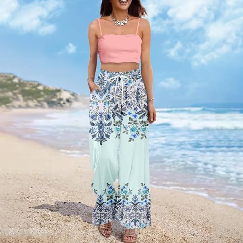 Wide Leg Loung Pants for Women Lightweight Bohemian Print Baggy Summer Pants Loose Fit Fashion Trousers2