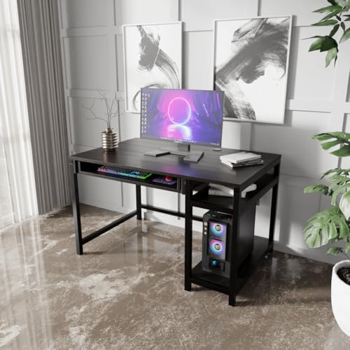 Image of Riyan Luxiwood Carter Computer Table with or Without Keyboard Tray I Made MDF I Large Study Table Size 120x60x75 Cm (with Keyboard Tray, Brown)