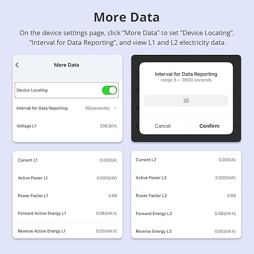 Miniatura 5 de Monitor de energía inteligente para el hogar con 2 CT de 120 A, seguimiento del uso de electricidad en vivo, seguimiento de energía bidireccional,
