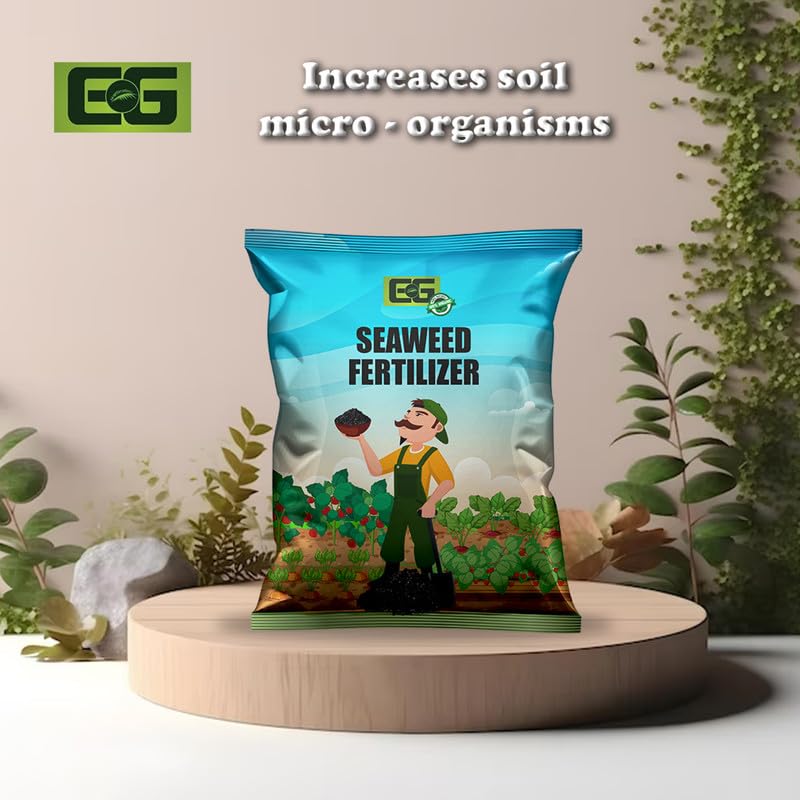 Image of Elamgreen Organic Seaweed Plant Fertilizer | Seaweed Granules for Healthy Home Gardening | Enhances Growth & Flowering in Vegetables, Fruits, and Flowers 5kg