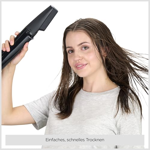 BaByliss Dry, Straighten and Style - Rotierende Warmluftbürste, 1000W Ionen Rundbürstenföhn mit 4 Aufsätzen zum Föhnen, Glätten, Volumen kreieren, Schwarz, AS200E