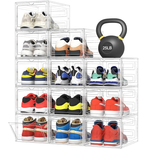 Pinkpum Upgraded Hard Shoe Storage Box 12 Pack X-Large Fit