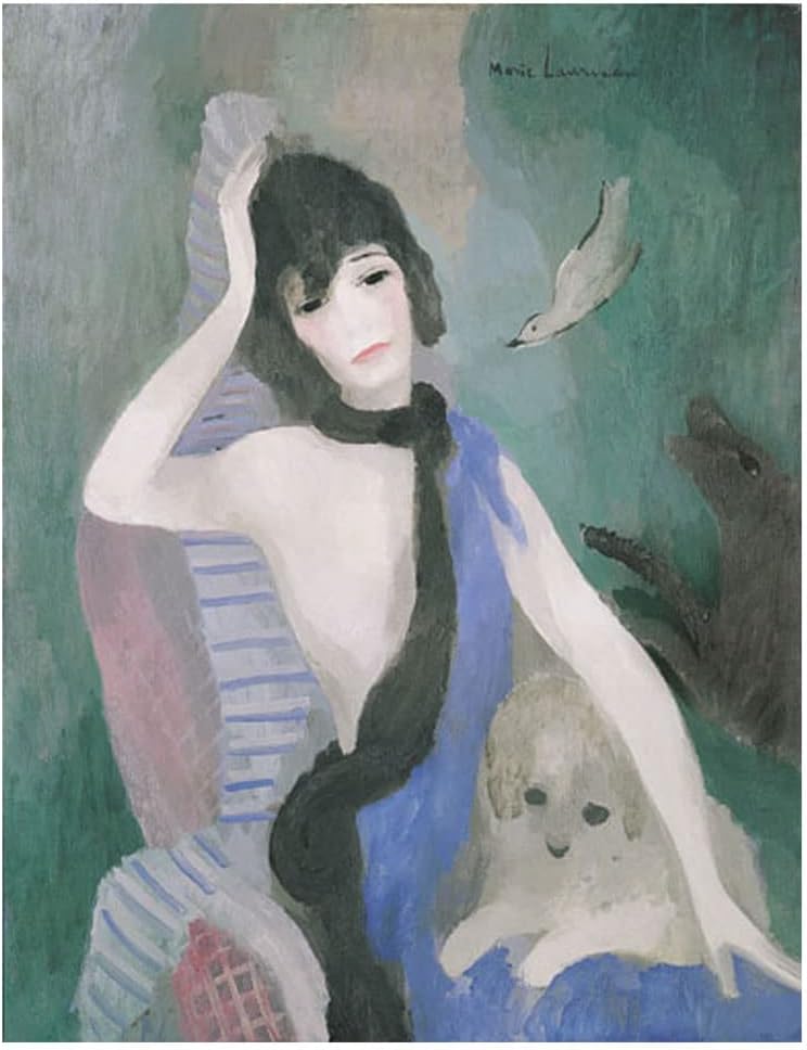 Portrait of Mademoiselle Chanel by Marie Laurencin Canvas Prints，Canvas Wall Art for Bedroom Home Decor, Canvas Painting Pictures , Office Decoration，Living Room Decor 65x84cm 26"x33"Frameless
