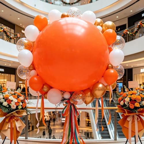 Image of 5Pcs Orange Big Balloons 36 Inch, Round Large Latex Party Balloons for Birthday Wedding Decorations