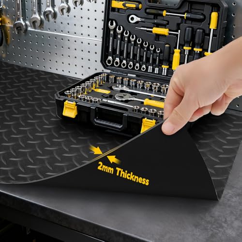 Image of Workbench Mat, Large Work Bench Mat with Non-Slip Texture, 2mm Thick Scratch & Stain Resistant Surface for Painting, Woodworking, Crafting, Building and Tool Protection (Black, 23.62 inch x 94.49 inch)