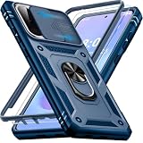Giyer Cover per Samsung Galaxy A57 5G Custodia con Vetro Temperato, Antiurto Grado Militare 360° Anello Supporto Armor Bumper Case, Antiurto per Samsung A57 5G Cover (Blu)
