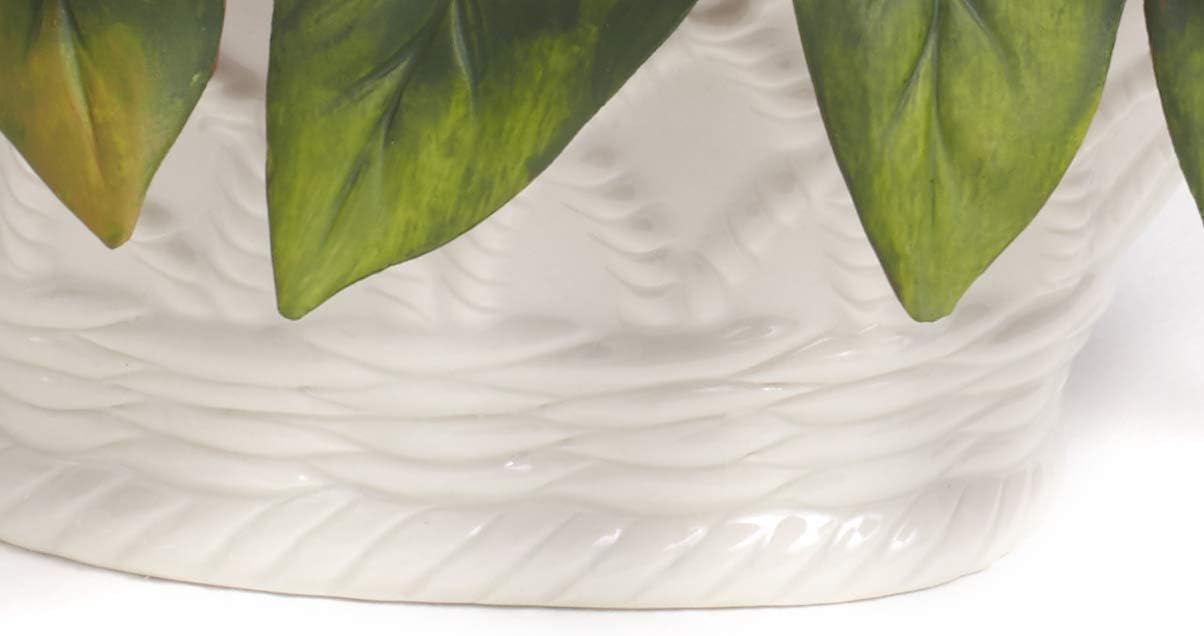 Big Porcelain Basket with Porcelain Magnolias Handmade in Italy Capodimonte Style