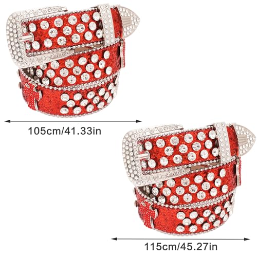 Sequins Waist Belt with Pin Buckle PU Leather Waist Belts for Rock Fan Wear Resistant Adjustable Length Belt4