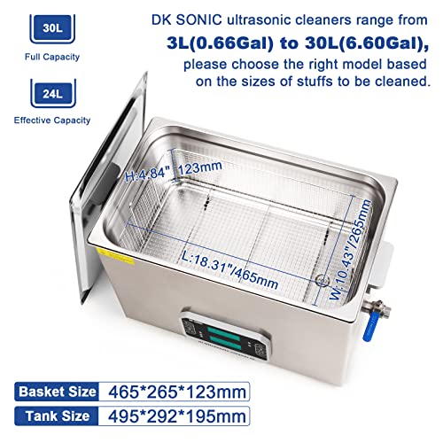 Dk Sonic Touch Ultrasonic Cleaner With Heater,Digital Timer And Basket Multiple Cleaning Mode For Lab Tools, Metal Parts, Carburetor, Fuel Injector, Brass, Auto Parts, Engine Parts, Etc (30L, 110V) #TOP3