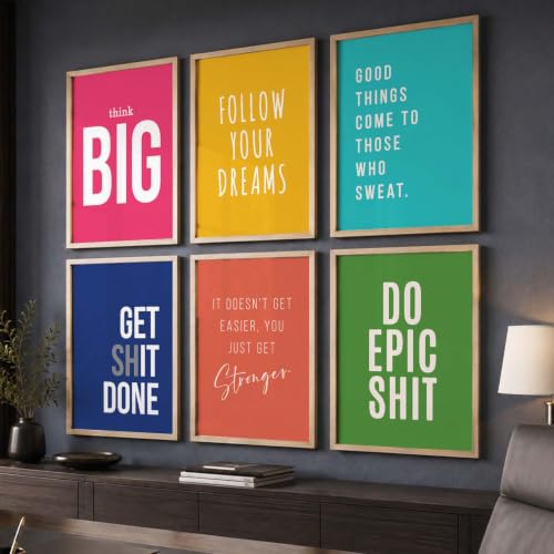 Image of kotart - Quotes Frames for Wall Decor - Motivational Photo Frame for Wall Decoration - Quotes Wall Poster with Frame for Room and Office - Set of 6 (Art 7, 13X17)