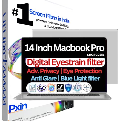 Image of PxIn 14 Inch MacBook Pro (2021-2025) Privacy Screen | Adv. StealthView | Laptop Ultra Privacy | Anti UV | Anti-Glare | Blue Light Block