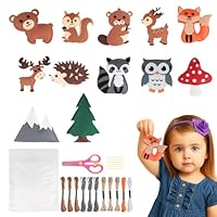 runpeak 12pcs Cute Animal Felt Kids Sewing Kit - Sewing Kit for Kids, Beginners DIY Craft, Educational Felt Materials, Handmade Ornaments Wild Animals, Cute Plush Forest Animals Series, Birthday Gift