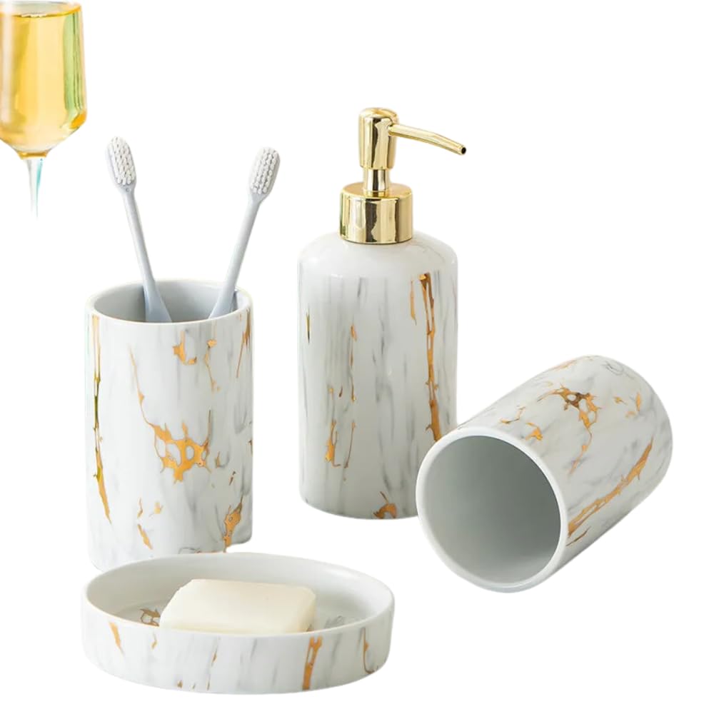 Kit de baño de mármol de cerámica juego de tres piezas para lavabo doméstico