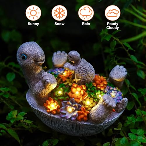 Solar-Turtle-Garden-Statue-with-8-LED-Lights-and-Succulents-Funny-Mother-and-Baby-Design-Weather-Resistant-Outdoor-Decor-for-Patio-Lawn-Yard-Unique-Housewarming-Birthday Solar Turtle Garden Statue with 8 LED Lights and Succulents Funny Mother and Baby Design Weather Resistant Outdoor Decor for Patio Lawn Yard Unique Housewarming Birthday