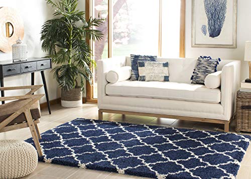 Tapete SAFAVIEH Hudson Shag 4'x6' Azul Marino y Marfil miniatura 1