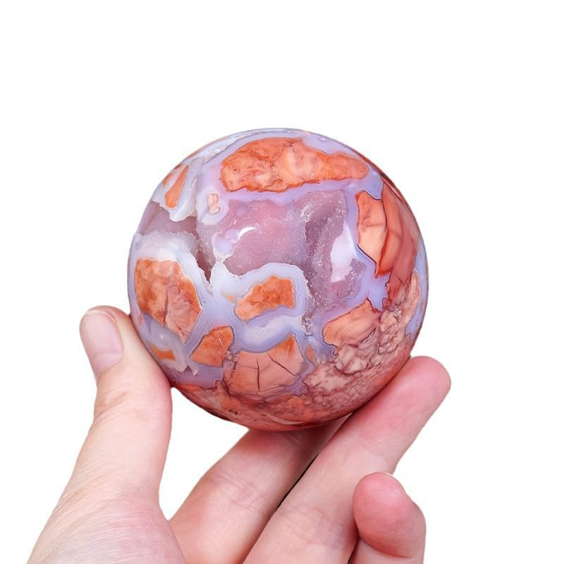 Gemas pequeñas de ágata seleccionadas en esferas de cristal pulido de 55mm