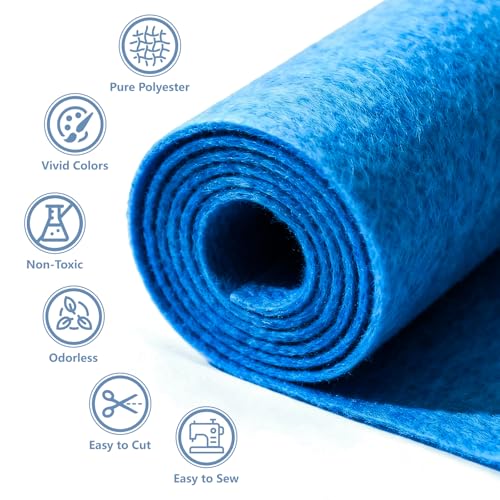 Image of Felt Fabric 36'' X 36'' Large Felt Sheets Stiff Craft Felt by The Yard for DIY Crafts Letter Coaster Flower Ornament Sewing Party Decoration Christmas Supplies Nonwoven (Blue)