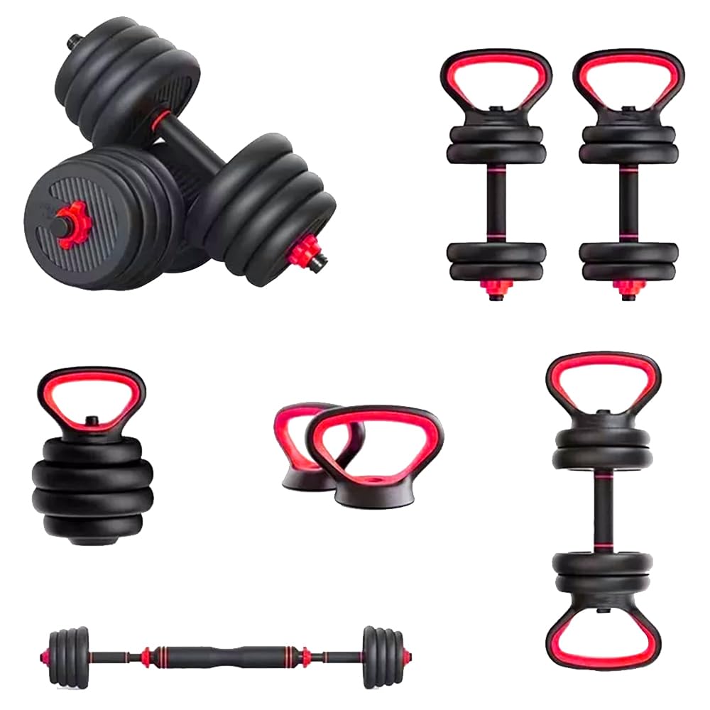 Regulowany zestaw hantli kettlebell 20 kg – wielofunkcyjny zestaw ciężarków ze stalowym drążkiem do hantli i treningu sztangi | domowa siłownia fitness sprzęt do treningu siłowego