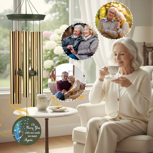 Image of Personalized 30 /36inch Deep Tone Memorial Wind Chimes for Loss of Mom Dad| Sympathy Bereavement Gift Idea in Loving Memory of Loved One| Remembrance Wind Chime Produced in Texas