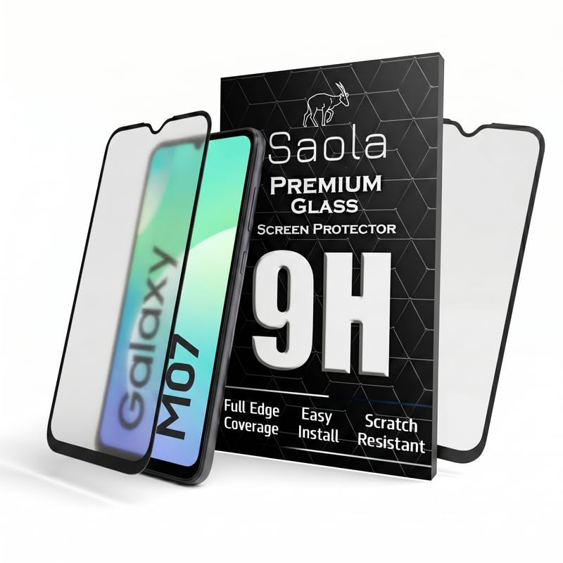 Image of Saola Anti-Glare Matte Screen Protector for Samsung Galaxy M07 | Smooth Touch Finish, 9H Strength Glass, Full Coverage, Bubble-Free Installation Kit | Quick & Easy Application | Pack of 1