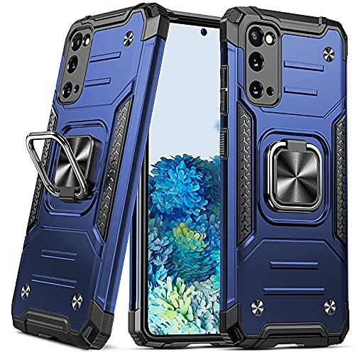 Coque Samsung S20 antichoc militaire avec anneau métallique bleu