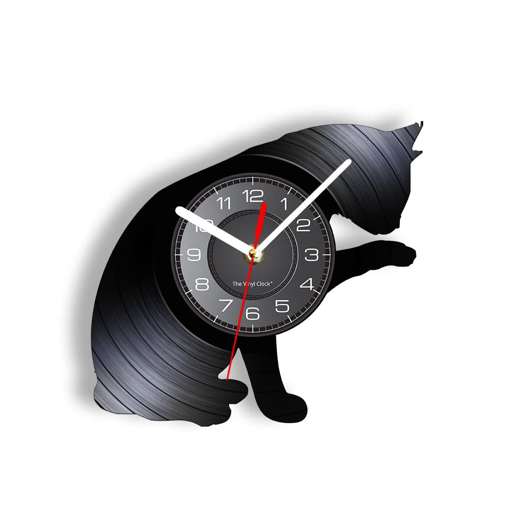 Smotly Black Vinyl Wall Clock, Pet Cat Digital, Wall Clock Gift For Pet Lovers Wall Decor.
