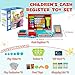 Small Toy Cash Register for Kids, Cash Register with Scanner, Real Calculator/Toy Money/Credit Cards/Food, Perfect Cash Register for Kids Ages 4-8