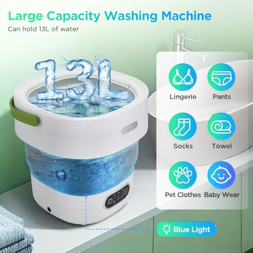 Mini Waschmaschine 13L,Reisewaschmaschine Mit 3 Modi,Portable Washing Machine Mit Schleuder,Mobile Waschmaschine,Campingwaschmaschine Für Babykleidung,Unterwäsche