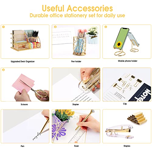 Accessoires de bureau dorés KAAKOW avec support de téléphone - 6