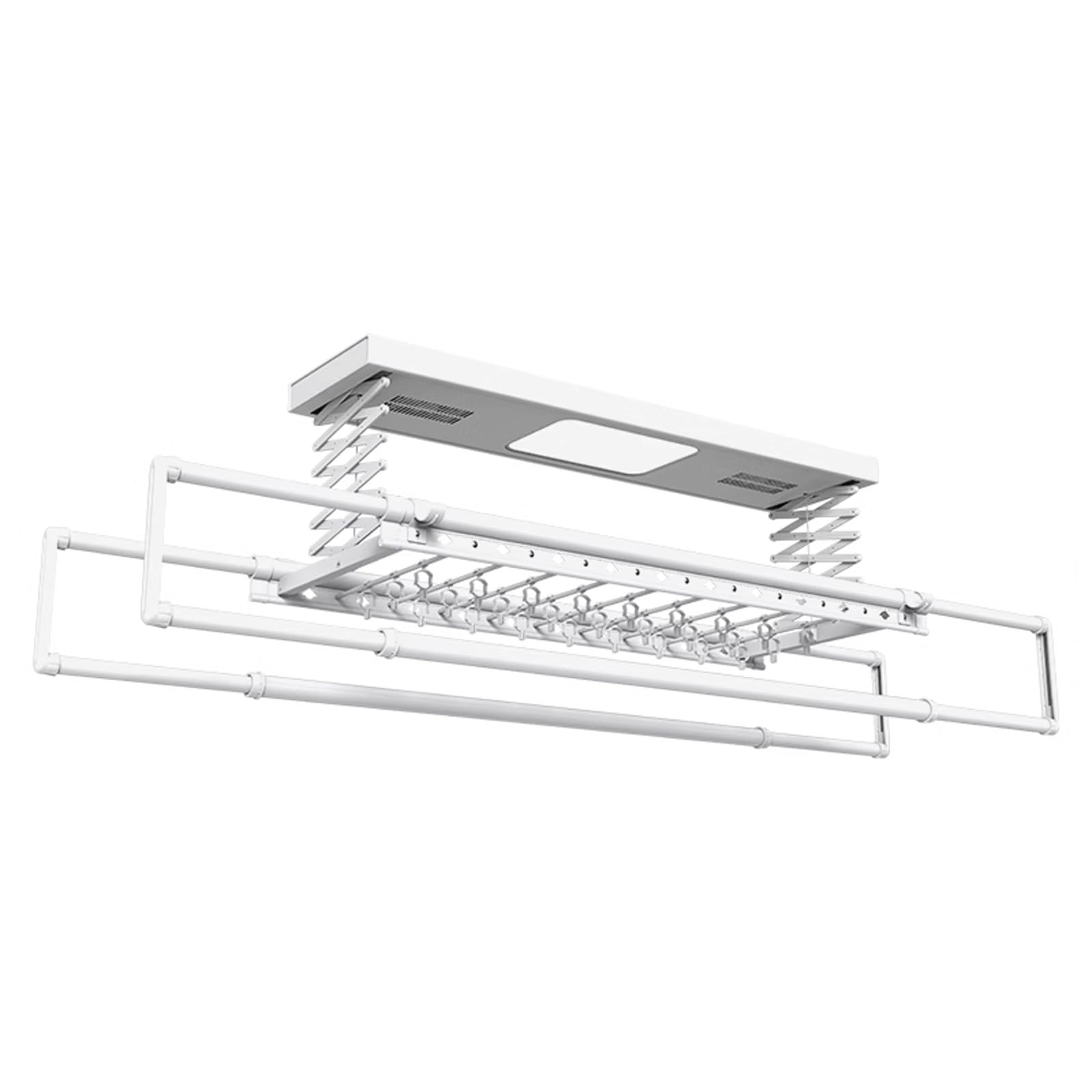 OLSKFUH Electric Towel Drying Rack 120cm - Retractable Indoor Clothes Dryer, Ceiling Mounted, 35kg Load Capacity, Space-Saving White Towel & Sheet Hanger,