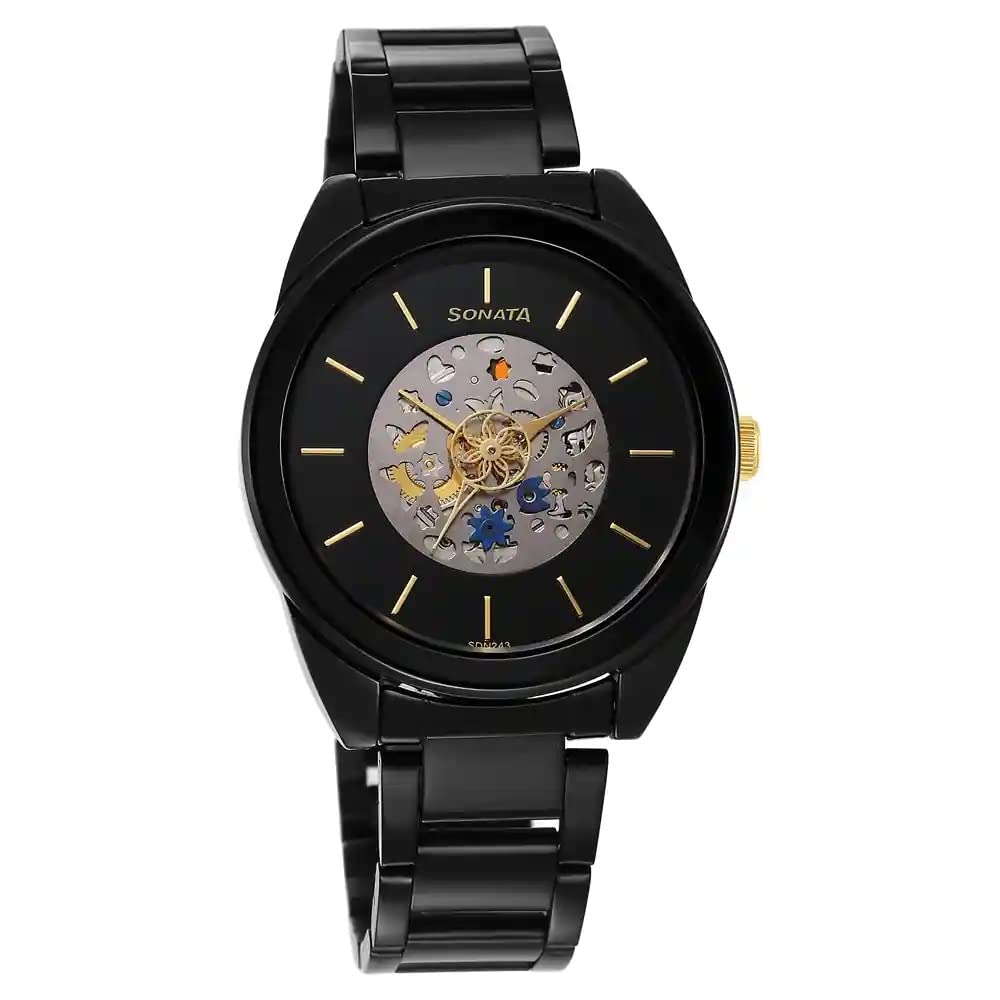 Sonata Unveil Quartz Multifunction Black Dial Stainless Steel Strap Watch for Women-8182KM01 (B0BZPQFTZN) Amazon Price History, Amazon Price Tracker