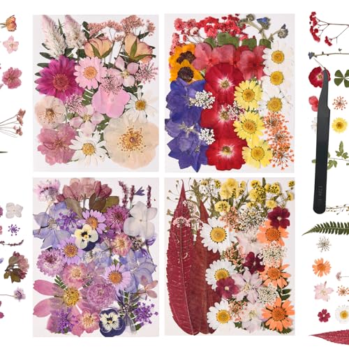 nisetten 132 PCS Pressed Flowers for Resin Molds, Colorful-g