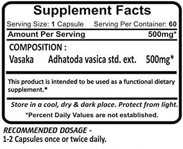 Miniatura 3 de Vasaka - 2 botellas (cada 60 cápsulas, 500 mg) - Planet Ayurveda (en Estados Unidos)