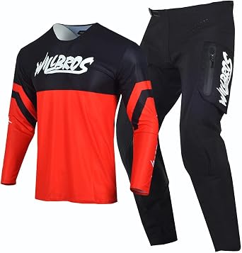 Motocross Jersey Pants Combo Mens Women Dirt Bike MX Gear Set Offroad with Zipper Pockets Racewear Adult