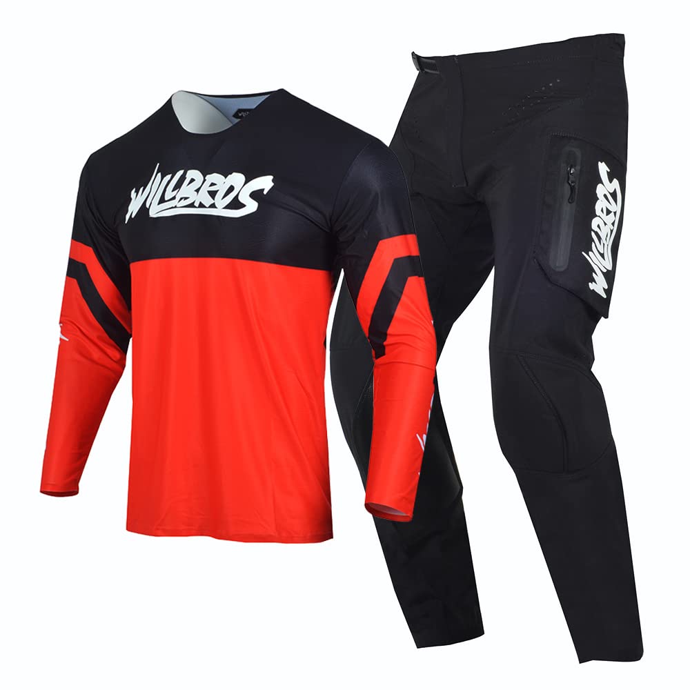 Willbros Motocross Jersey Pant Combo Mens Women MX Gear Set Motorcycle Off-road Racewear Dirt Bike Riding Racing Adult