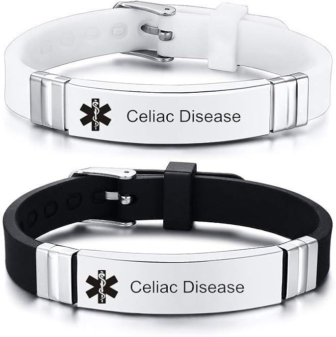 LiFashion Celiac Disease Medical Bracelet for Kids Teens Adults,2Pcs Stainless Steel