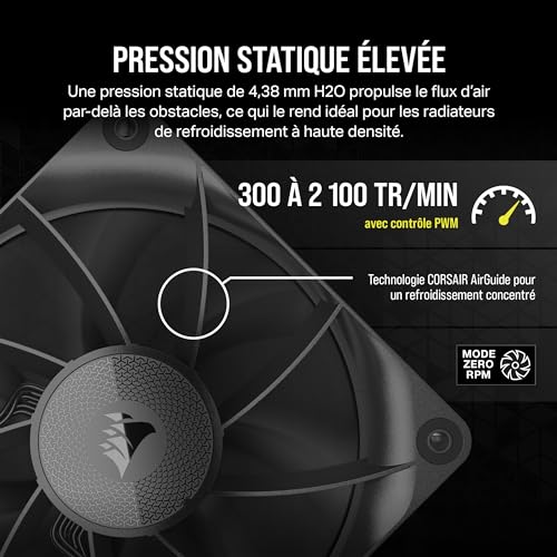 Ventilateurs Corsair iCUE Link RX120 120mm PWM boîtier PC cooling triple pack noir hub