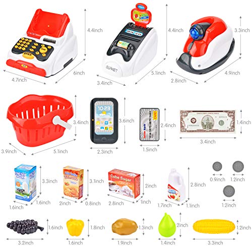 Victostar Toy Cash Register For Kids With Checkout Scanner,Fruit Card Reader, Credit Card Machine, Play Money And Food Shopping Play Set #TOP7