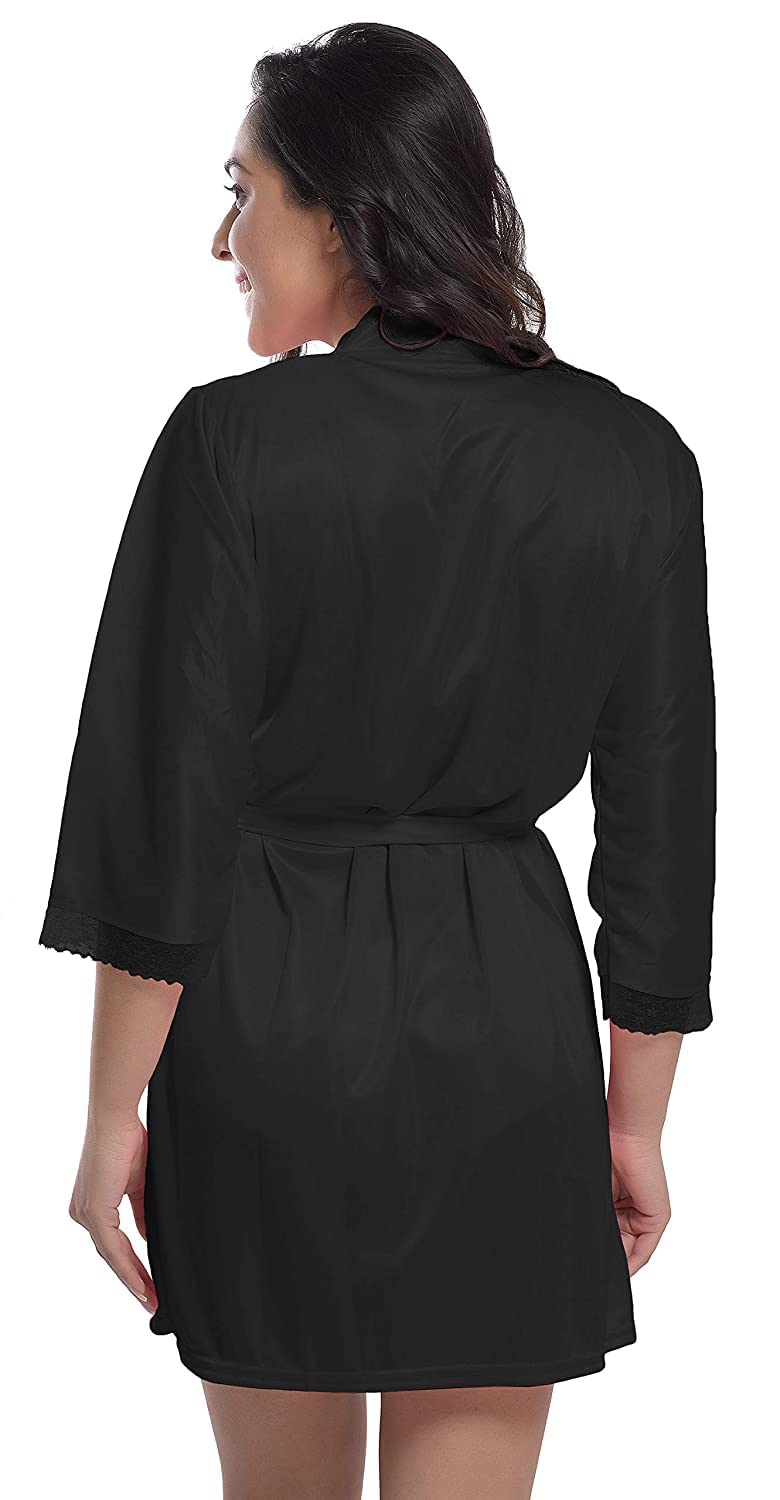 Nuisette en satin pour femme Noir Taille unique