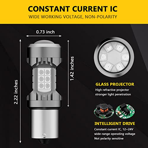 Phinlion Super Bright 3200 Lumens 1156 2396 3497 P21W Led Red Bulbs With Projector For Car Truck Motorcycle Brake Tail 3Rd Center High Mount Stop Or Turn Signal Blinker Lights #TOP3