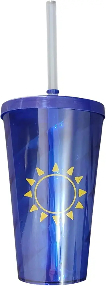 Copos Twister 500ml com Tampa e Canudo Acrílico Azul (5)