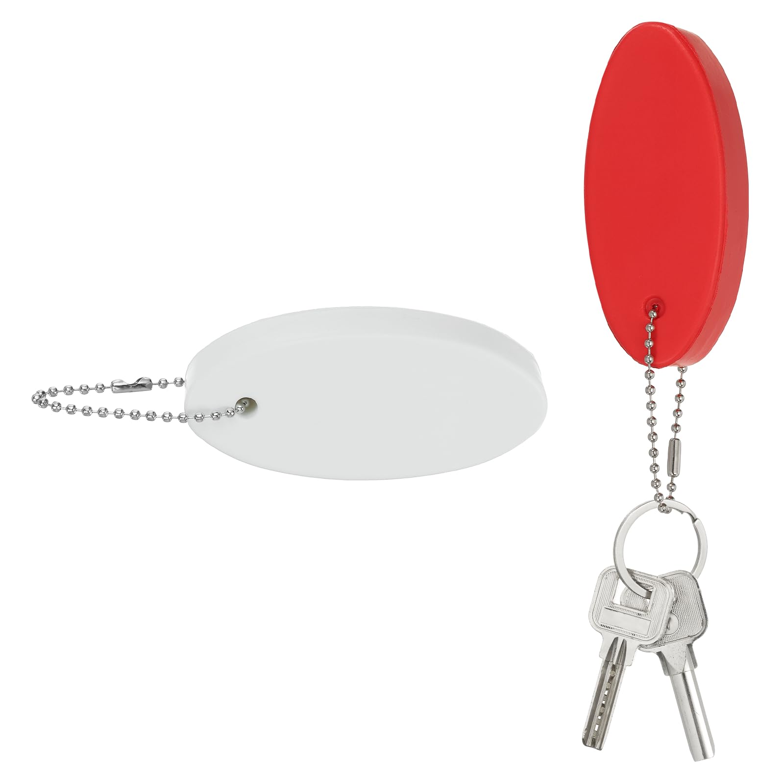 YELARXI Floating Keychain, Bright Color Key Float Keyring Holder Waterproof Float Boat Keys Pendant 2Pcs & Red/White-Fitting For(Boating/Fishing/Swimming/Kayak/Water Sports)