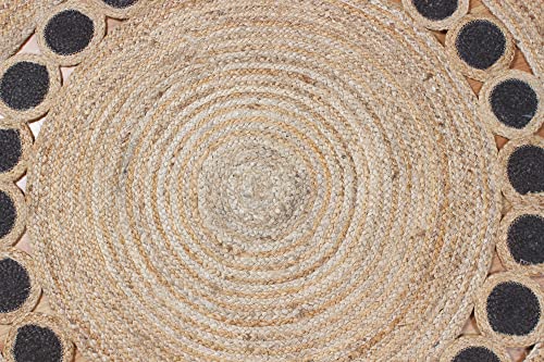 Tapis décoratif circulaire Cape Code en jute haut de gamme 1,2 m - 6