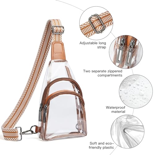 Image of LATMAP Clear Bag for Stadium Events 12x6x12 Clear Purse with 3-Zipper Pockets Crossbody Handbag Tote for Concerts Sports