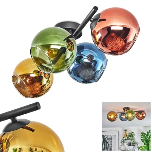 Plafonnier Koyoto boule lumineuse bleu or vert cuivré 4 lumières