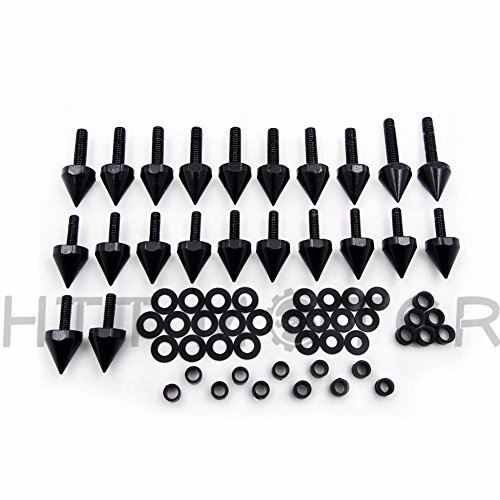 HTTMT MT215-016- Black Spike Fairing Bolts Kit Compatible with 2003-2006 Kawasaki Ninja Zx6R Zx 636 Zx6Rr