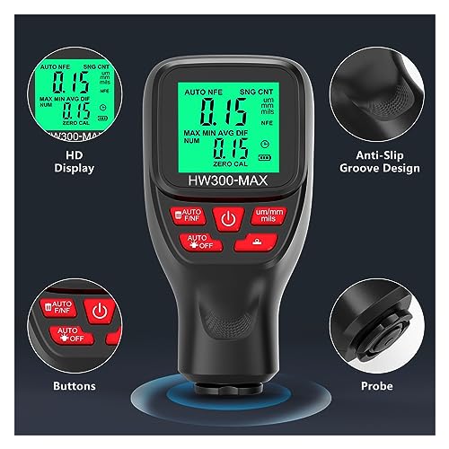 Medidor Digital de Espesor HW300-MAX 0-2000μm Negro miniatura 5
